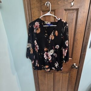 Apt. 9 Black Floral Blouse